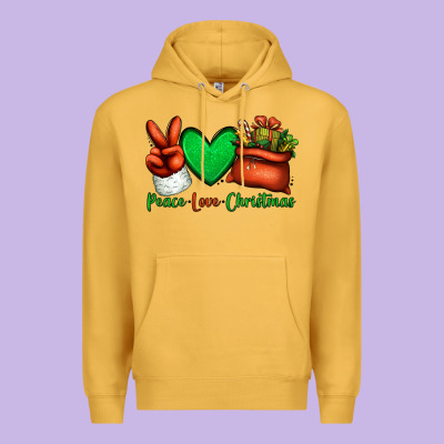 Peace Love Christmas Santa Claus Hand Premium Hoodie Designed By Jasminsmagicworld