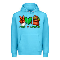 Ocean Blue peace love Christmas Santa Claus hand Premium Hoodie - Jasminsmagicworld