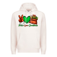 Pale Pink peace love Christmas Santa Claus hand Premium Hoodie - Jasminsmagicworld