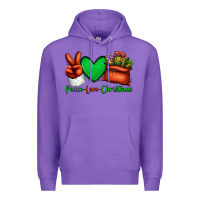 Purple peace love Christmas Santa Claus hand Premium Hoodie - Jasminsmagicworld
