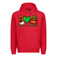 Red peace love Christmas Santa Claus hand Premium Hoodie - Jasminsmagicworld