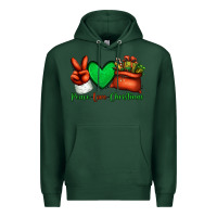 Sports Green peace love Christmas Santa Claus hand Premium Hoodie - Jasminsmagicworld