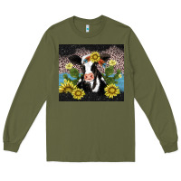 Army Green cow cactus and sunflower Long Sleeve Tee - AdoDesignShop