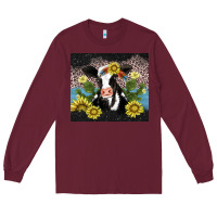 Burgundy cow cactus and sunflower Long Sleeve Tee - AdoDesignShop