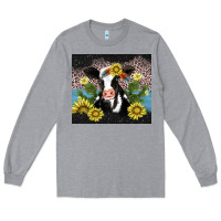 Heather Grey cow cactus and sunflower Long Sleeve Tee - AdoDesignShop