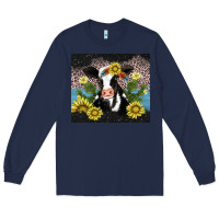 Navy cow cactus and sunflower Long Sleeve Tee - AdoDesignShop