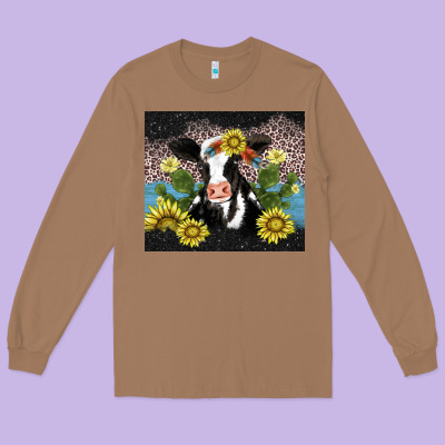 Cow Cactus And Sunflower Long Sleeve Tee Designed By Adodesignshop