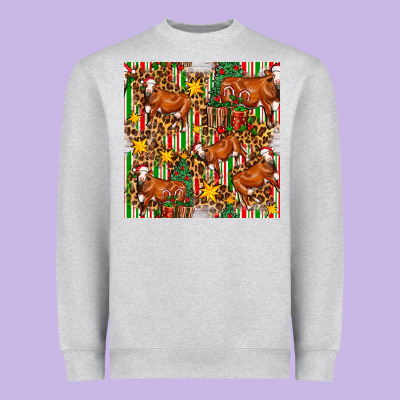 Christmas Leopard Cow With Gift Boxes Heavyweight Sweatshirt Designed By Fadigitalartstudio