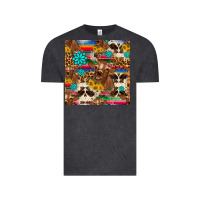 Vintage Black western sunflower bucket cow seamless pattern Vintage Tee - HRA Design Shop
