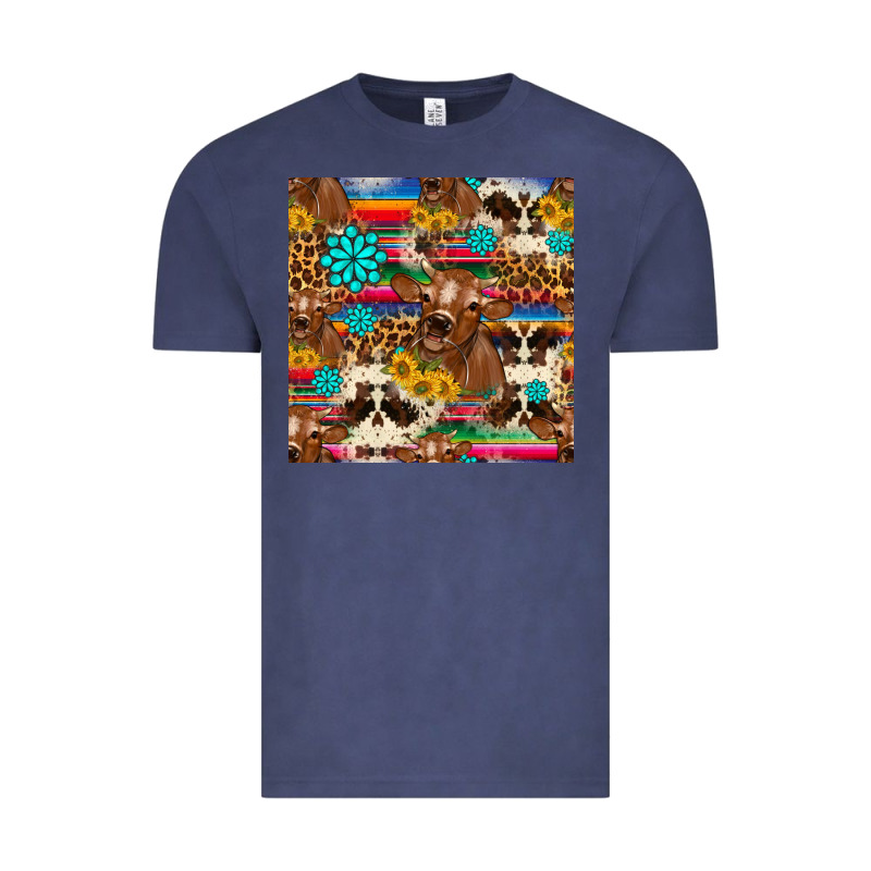 Western Sunflower Bucket Cow Seamless Pattern Vintage Tee by HRA Design Shop | Teevron