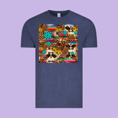 Western Sunflower Bucket Cow Seamless Pattern Vintage Tee Designed By Hra Design Shop