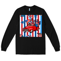 Black 4th of july seamless pattern truck Long Sleeve Tee - BundleAndBundleShop