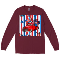 Burgundy 4th of july seamless pattern truck Long Sleeve Tee - BundleAndBundleShop