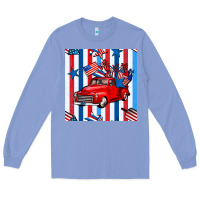 Colony Blue 4th of july seamless pattern truck Long Sleeve Tee - BundleAndBundleShop