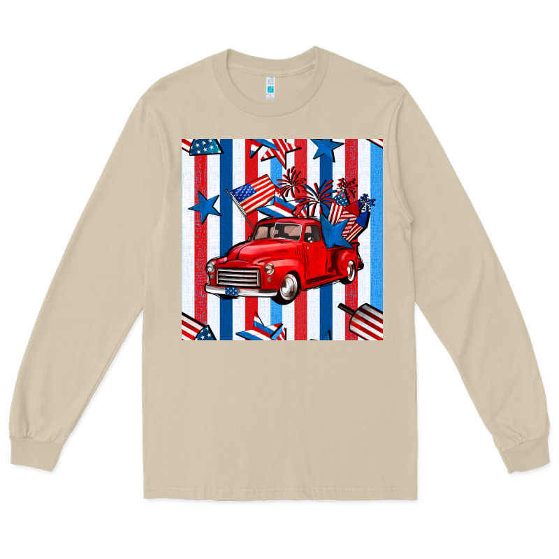 4th Of July Seamless Pattern Truck Long Sleeve Tee by BundleAndBundleShop | Teevron