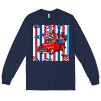 Navy 4th of july seamless pattern truck Long Sleeve Tee - BundleAndBundleShop