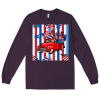 Plum 4th of july seamless pattern truck Long Sleeve Tee - BundleAndBundleShop