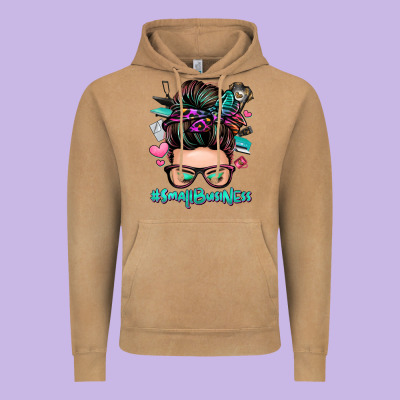 Small Business Messy Bun Vintage Hoodie Designed By Zillion Design Studio