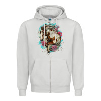 Dove Grey mustang horse with floral background Zipper Hoodie - LillyAllenDesigns