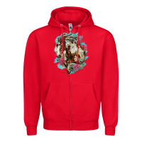 Red mustang horse with floral background Zipper Hoodie - LillyAllenDesigns