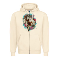 Sandshell mustang horse with floral background Zipper Hoodie - LillyAllenDesigns