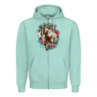 Seafoam mustang horse with floral background Zipper Hoodie - LillyAllenDesigns