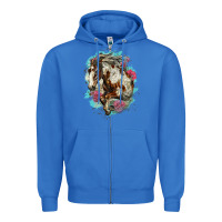 True Royal mustang horse with floral background Zipper Hoodie - LillyAllenDesigns