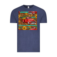 Vintage Denim western farm truck seamless pattern Vintage Tee - HRA Design Shop