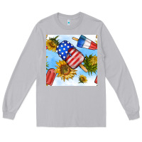 Moon Dust 4th of july sunflowers ice cream seamless pattern Long Sleeve Tee - BundleAndBundleShop