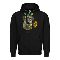 Black cute hempshire sheep with eyeglasses Zipper Hoodie - LillyAllenDesigns