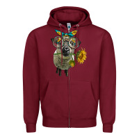 Burgundy cute hempshire sheep with eyeglasses Zipper Hoodie - LillyAllenDesigns