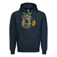 Navy cute hempshire sheep with eyeglasses Zipper Hoodie - LillyAllenDesigns