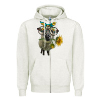 Oatmeal Heather cute hempshire sheep with eyeglasses Zipper Hoodie - LillyAllenDesigns