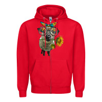 Red cute hempshire sheep with eyeglasses Zipper Hoodie - LillyAllenDesigns
