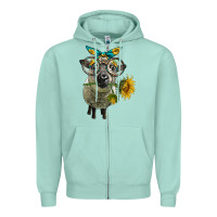 Seafoam cute hempshire sheep with eyeglasses Zipper Hoodie - LillyAllenDesigns