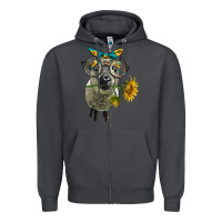 Smoke cute hempshire sheep with eyeglasses Zipper Hoodie - LillyAllenDesigns