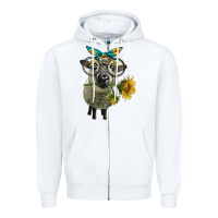 White cute hempshire sheep with eyeglasses Zipper Hoodie - LillyAllenDesigns