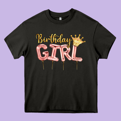 Birthday Girl Balloon Heavy Core Tee Designed By Artiststas