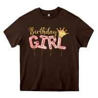Chocolate Brown Birthday girl balloon Heavy Core Tee - Artiststas