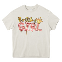 Cream Birthday girl balloon Heavy Core Tee - Artiststas