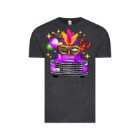 Vintage Black mardi gras truck leopard mask Vintage Tee - FaDigitalArtStudio