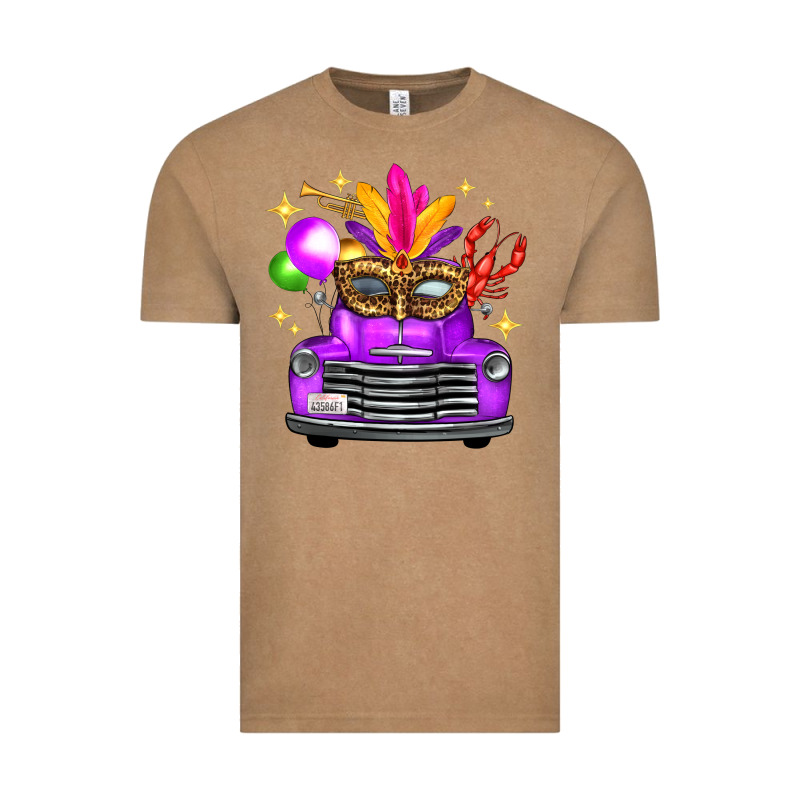 Mardi Gras Truck Leopard Mask Vintage Tee by FaDigitalArtStudio | Teevron