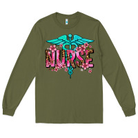 Army Green floral nurse Long Sleeve Tee - AdoDesignShop