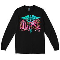 Black floral nurse Long Sleeve Tee - AdoDesignShop