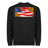 Usa Flag And Sunflower License Plate Heavyweight Sweatshirt | Teevron