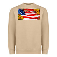 Mushroom usa flag and sunflower license plate Heavyweight Sweatshirt - HRA Design Shop