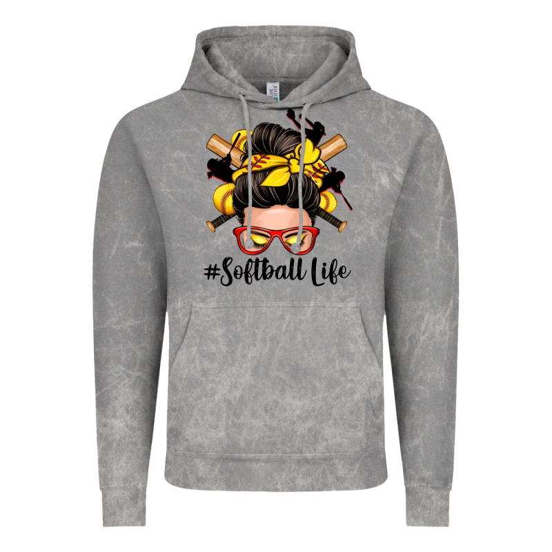 Softball Life Messy Bun Vintage Hoodie by Zillion Design Studio | Teevron