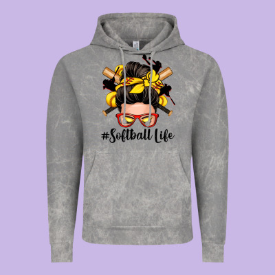 Softball Life Messy Bun Vintage Hoodie Designed By Zillion Design Studio