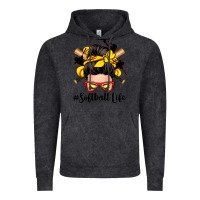 Vintage Black softball life messy bun Vintage Hoodie - Zillion Design Studio
