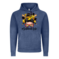Vintage Denim softball life messy bun Vintage Hoodie - Zillion Design Studio